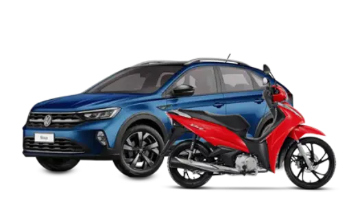 um carro e uma moto serviço de rastreamento veicular para