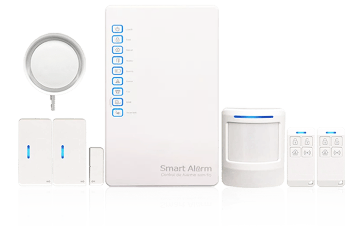 imagem do kit do sistema de alarme inteligente